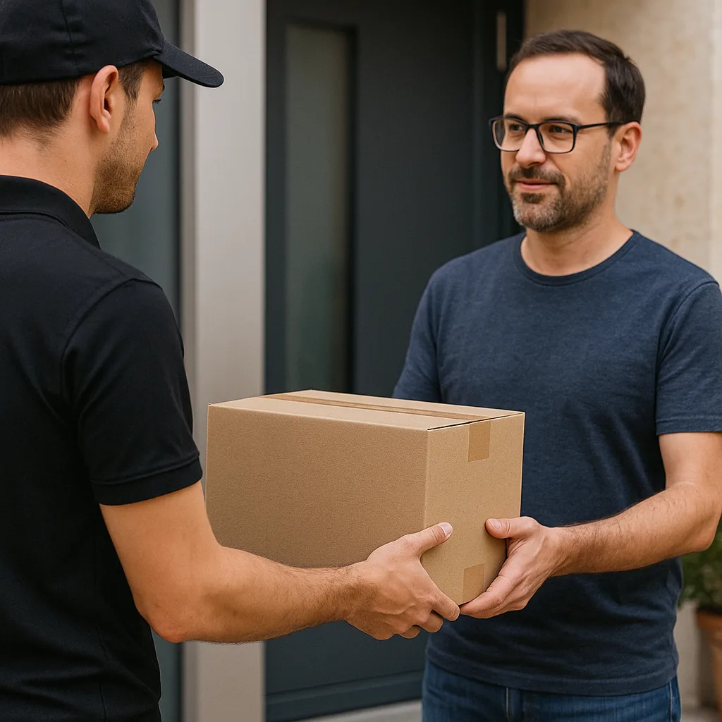 Entrega de paquete de transporte mercancias